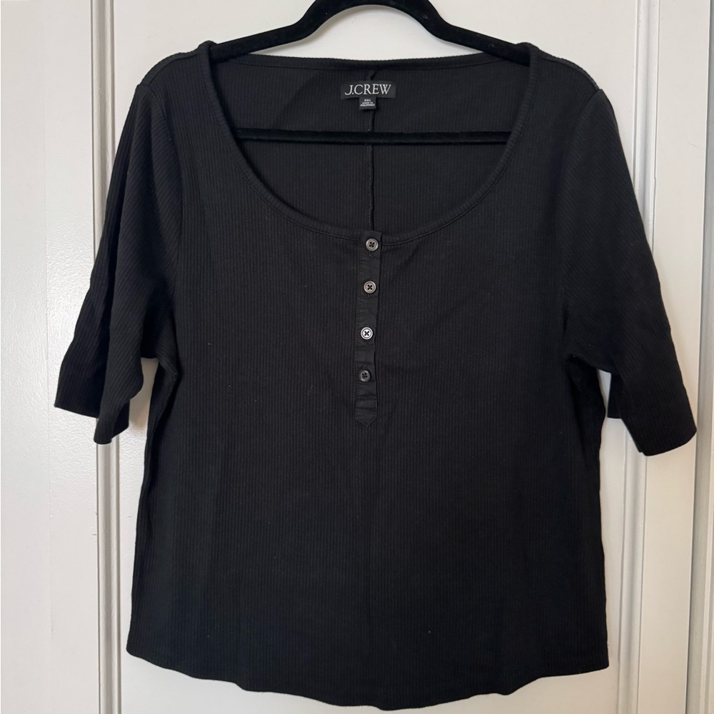JCREW Black Henley Shirt Size XXL